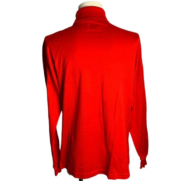 Vintage 80s Ferrari Turtleneck Shirt XL Red Embroidered Long Sleeve Cotton Lisle - Picture 5 of 7